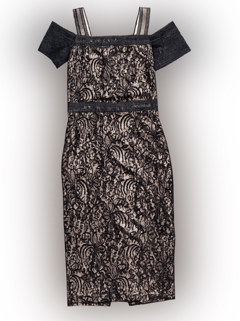 Rachel Rachel Roy Black Lace Off-the-Shoulder Midi Dress | Size 2
